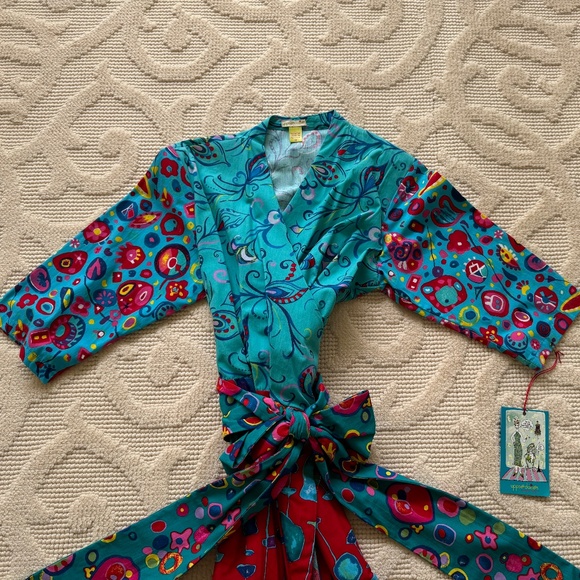 NWT🩷UPPSEE DAISEES SNEEKEE PEEKEE PATTERNED COTTON KIMONO ROBE SIZE MEDIUM - Picture 4 of 14